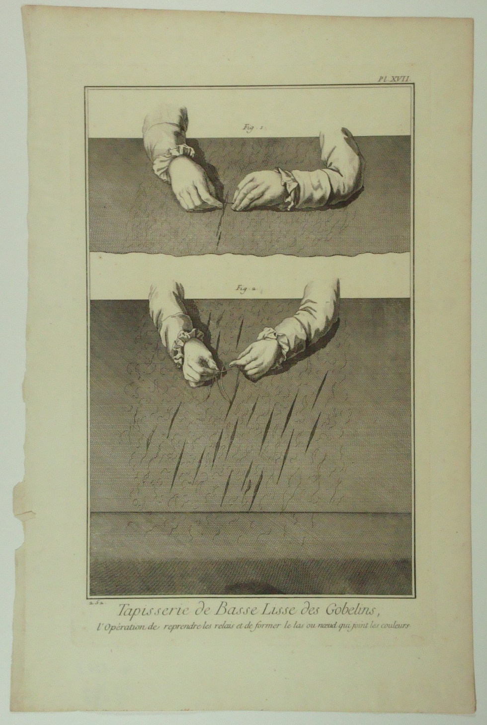 Handwerksdarstellung "Tapisserie de Basse Lisse des Gobelins..." (Schlossmuseum Jever CC BY-NC-SA)