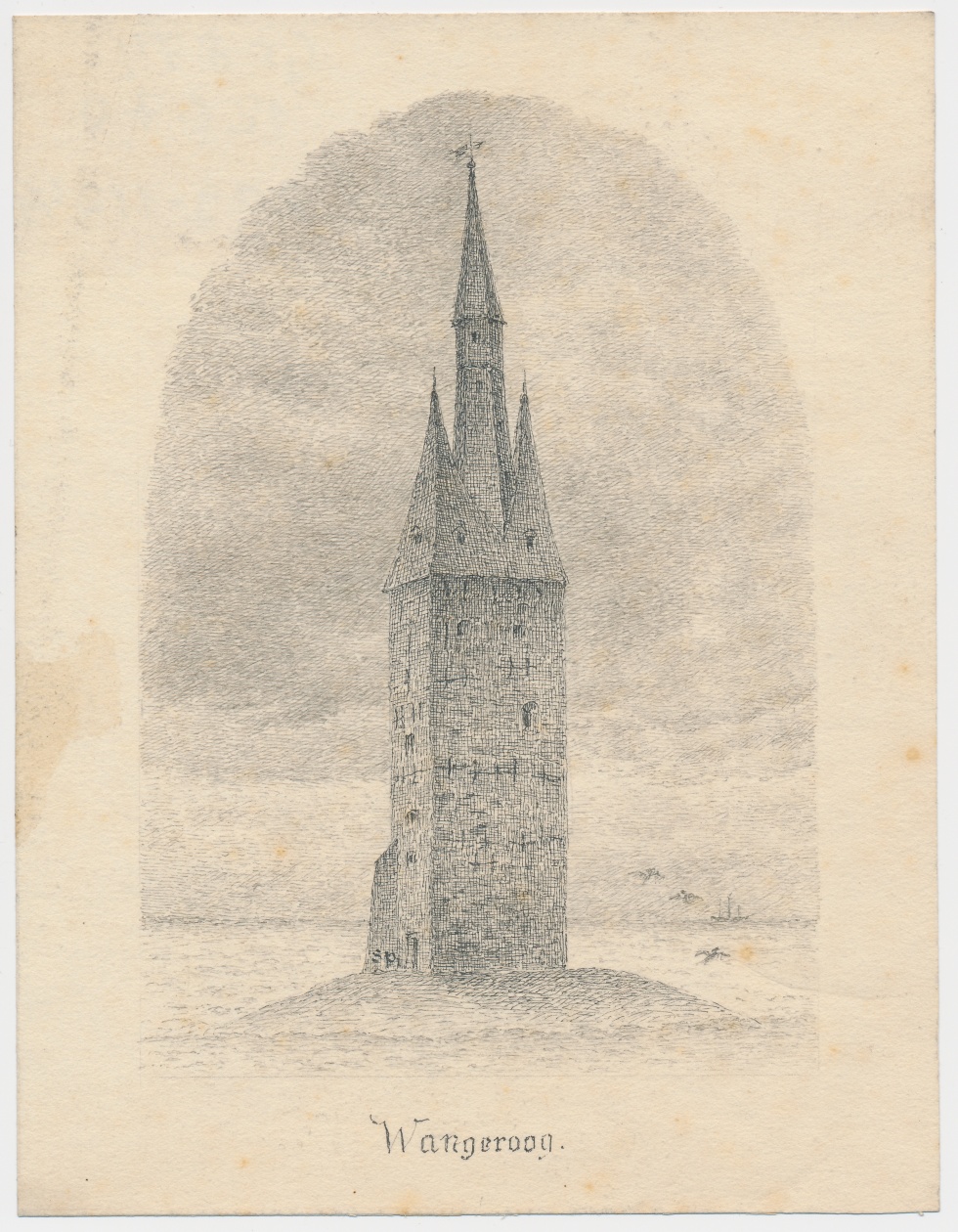 Alter Kirch- bzw. Westturm auf der Insel Wangerooge (Schlossmuseum Jever CC BY-NC-SA)