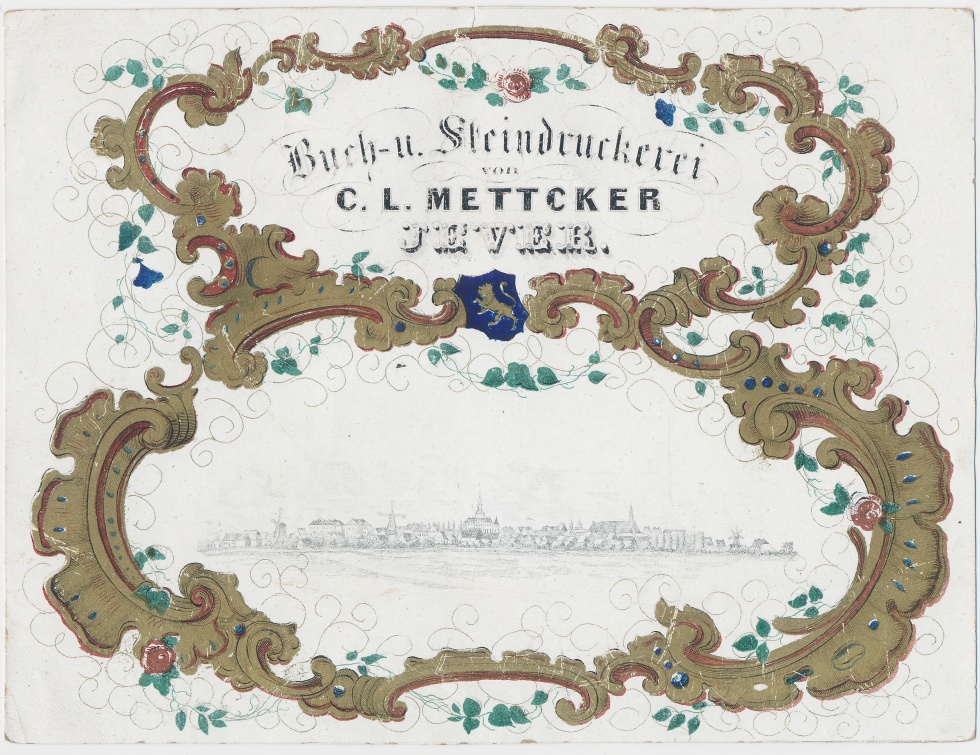 "Buch- und Steindruckerei von C.L. Mettcker JEVER" (Schlossmuseum Jever CC BY-NC-SA)