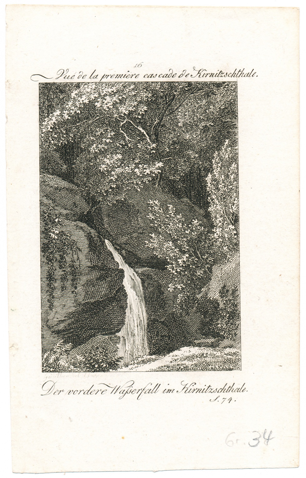 "Der vordere Wasserfall im Kirnitzschthale" (Schlossmuseum Jever CC BY-NC-SA)