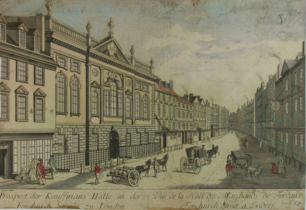 &quot;Prospect der Kauffmanns Halle in der Fenchurch Straße zu London&quot; (Schlossmuseum Jever CC BY-NC-SA)