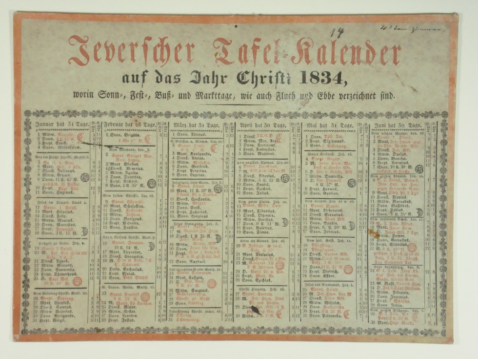 Jeverscher Kalender (Schlossmuseum Jever CC BY-NC-SA)