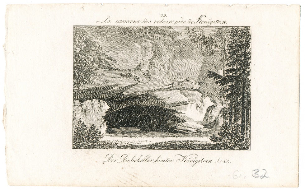 "La caverne des voleurs près de Königstein 23." - Ansicht des Ottowalder Grund (Schlossmuseum Jever CC BY-NC-SA)
