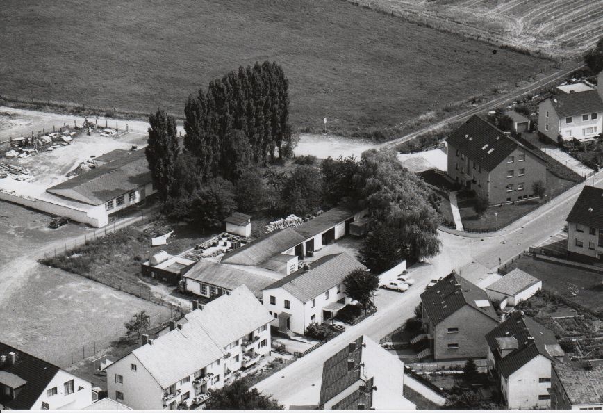 Luftbild Häuserzeile am „Dammweg“ (Rodenberg) 1975 (Stadt Rodenberg CC BY-NC-SA)