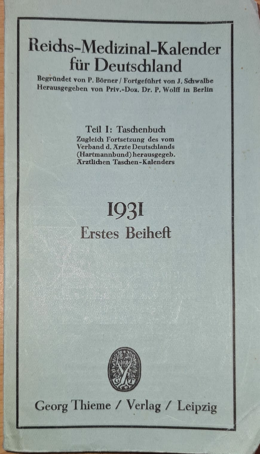 Reichs-Medizinal-Kalender für Deutschland 1931, Erstes Beiheft (Krankenhausmuseum Bielefeld e.V. CC BY-NC-SA)