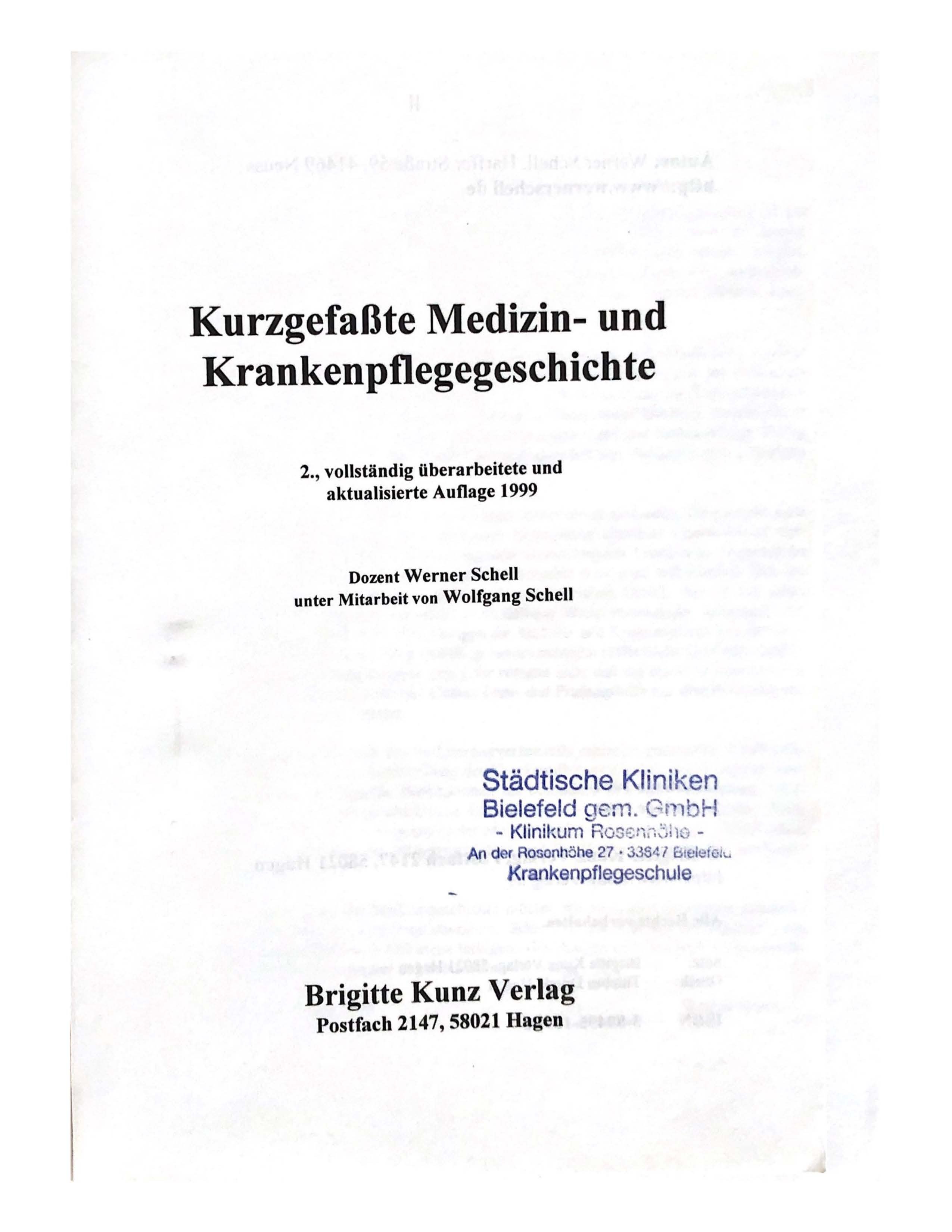 Kurzgefaßte Medizin- und Krankenpflegegeschichte (Krankenhausmuseum Bielefeld e.V. CC BY-NC-SA)