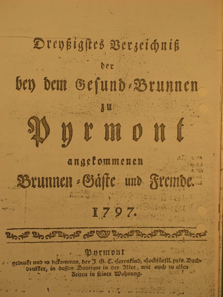 Gesund-Brunnen zu Pyrmont Anno 1797 - 30. Fortsetzung-Deckblatt (Museum im Schloss Bad Pyrmont CC BY-NC-SA)