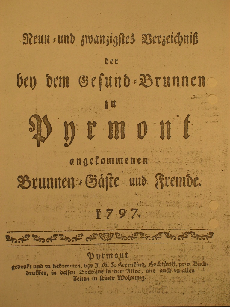 Gesund-Brunnen zu Pyrmont Anno 1797 - 29. Fortsetzung-Deckblatt (Museum im Schloss Bad Pyrmont CC BY-NC-SA)