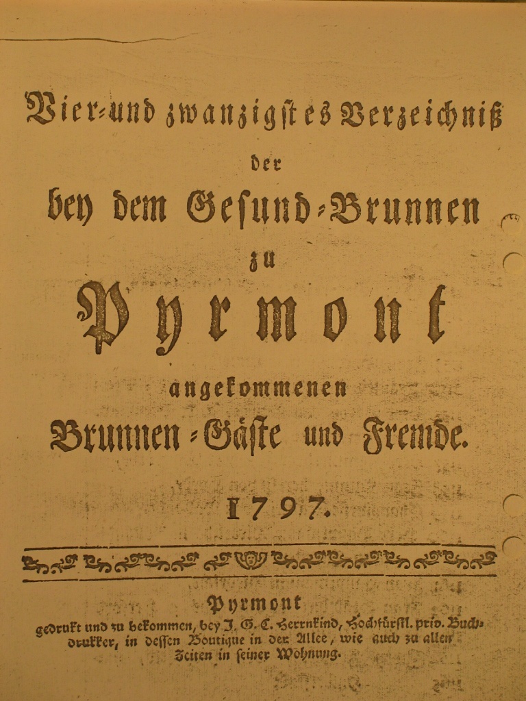 Gesund-Brunnen zu Pyrmont Anno 1797 - 24. Fortsetzung-Deckblatt (Museum im Schloss Bad Pyrmont CC BY-NC-SA)