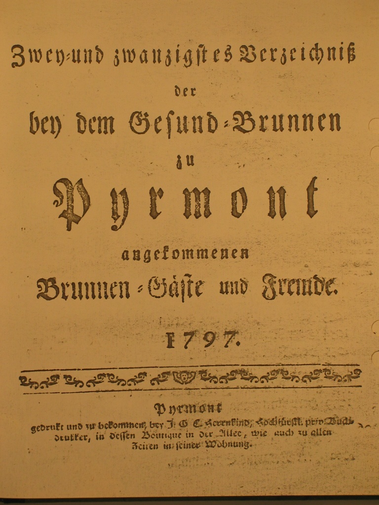 Gesund-Brunnen zu Pyrmont Anno 1797 - 22. Fortsetzung-Deckblatt (Museum im Schloss Bad Pyrmont CC BY-NC-SA)