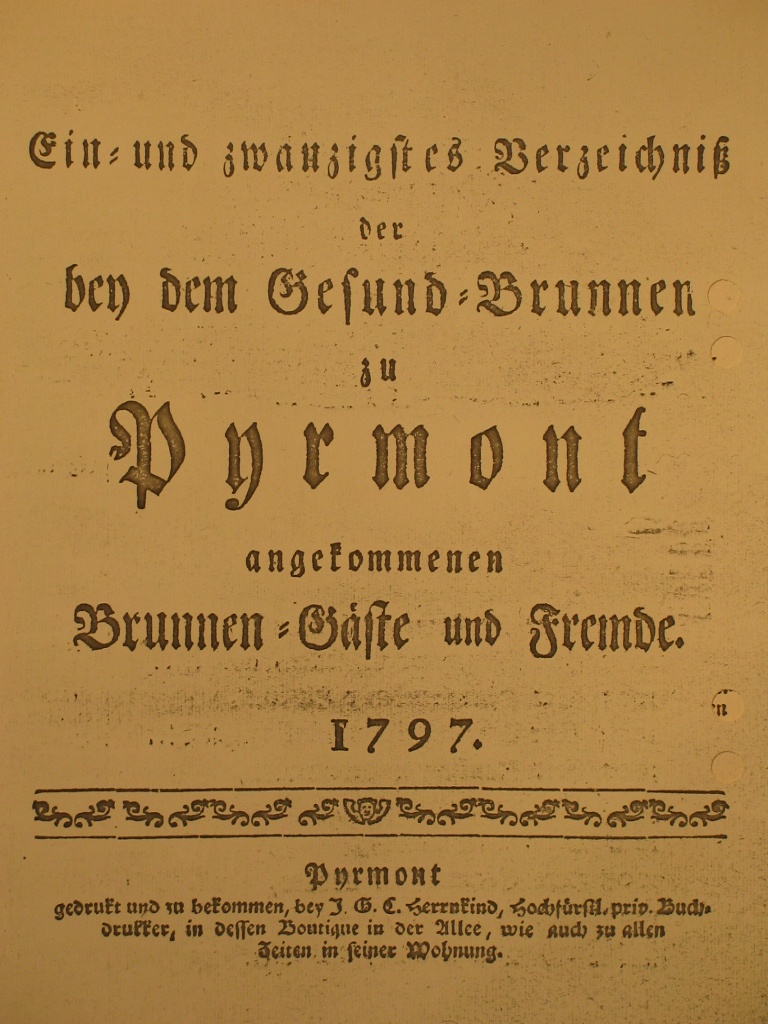 Gesund-Brunnen zu Pyrmont Anno 1797 - 21. Fortsetzung-Deckblatt (Museum im Schloss Bad Pyrmont CC BY-NC-SA)