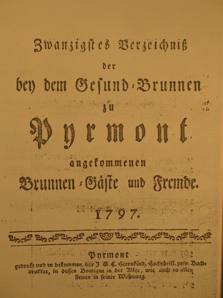 Gesund-Brunnen zu Pyrmont Anno 1797 - 20. Fortsetzung-Deckblatt (Museum im Schloss Bad Pyrmont CC BY-NC-SA)