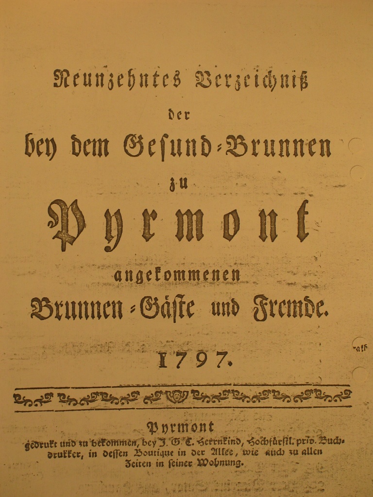 Gesund-Brunnen zu Pyrmont Anno 1797 - 19. Fortsetzung-Deckblatt (Museum im Schloss Bad Pyrmont CC BY-NC-SA)