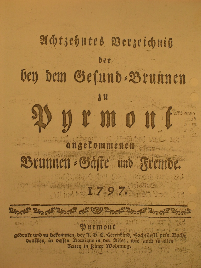 Gesund-Brunnen zu Pyrmont Anno 1797 - 18. Fortsetzung-Deckblatt (Museum im Schloss Bad Pyrmont CC BY-NC-SA)