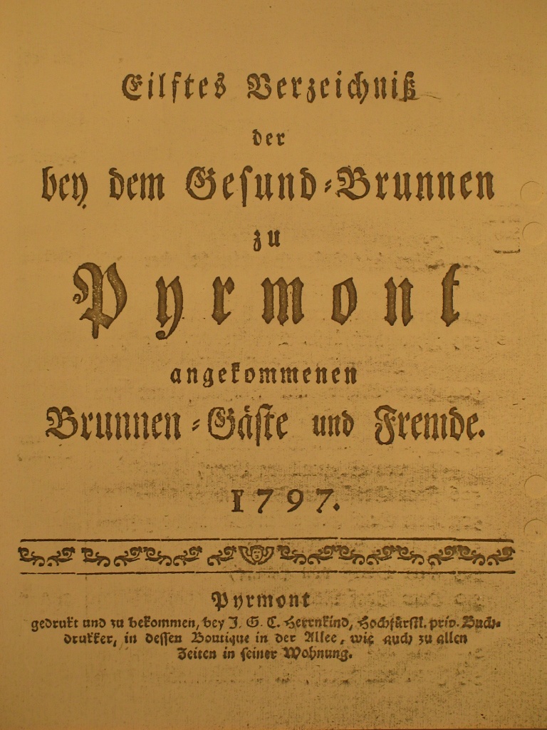 Gesund-Brunnen zu Pyrmont Anno 1797 - 11. Fortsetzung-Deckblatt (Museum im Schloss Bad Pyrmont CC BY-NC-SA)
