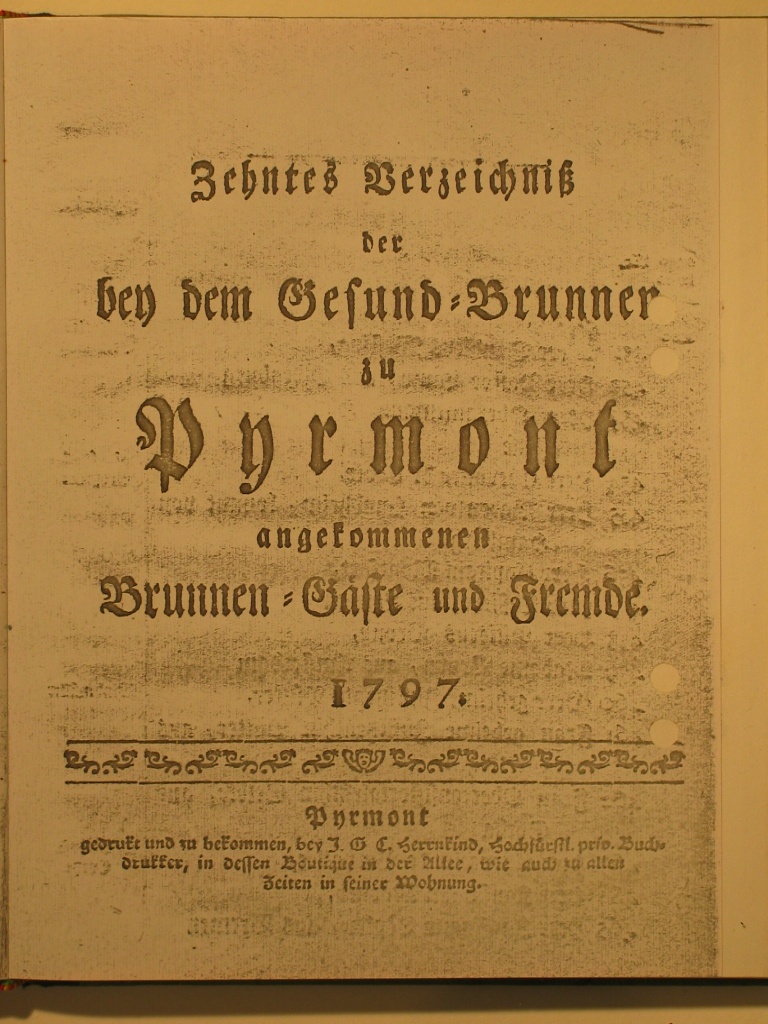 Gesund-Brunnen zu Pyrmont Anno 1797 - 10. Fortsetzung-Deckblatt (Museum im Schloss Bad Pyrmont CC BY-NC-SA)