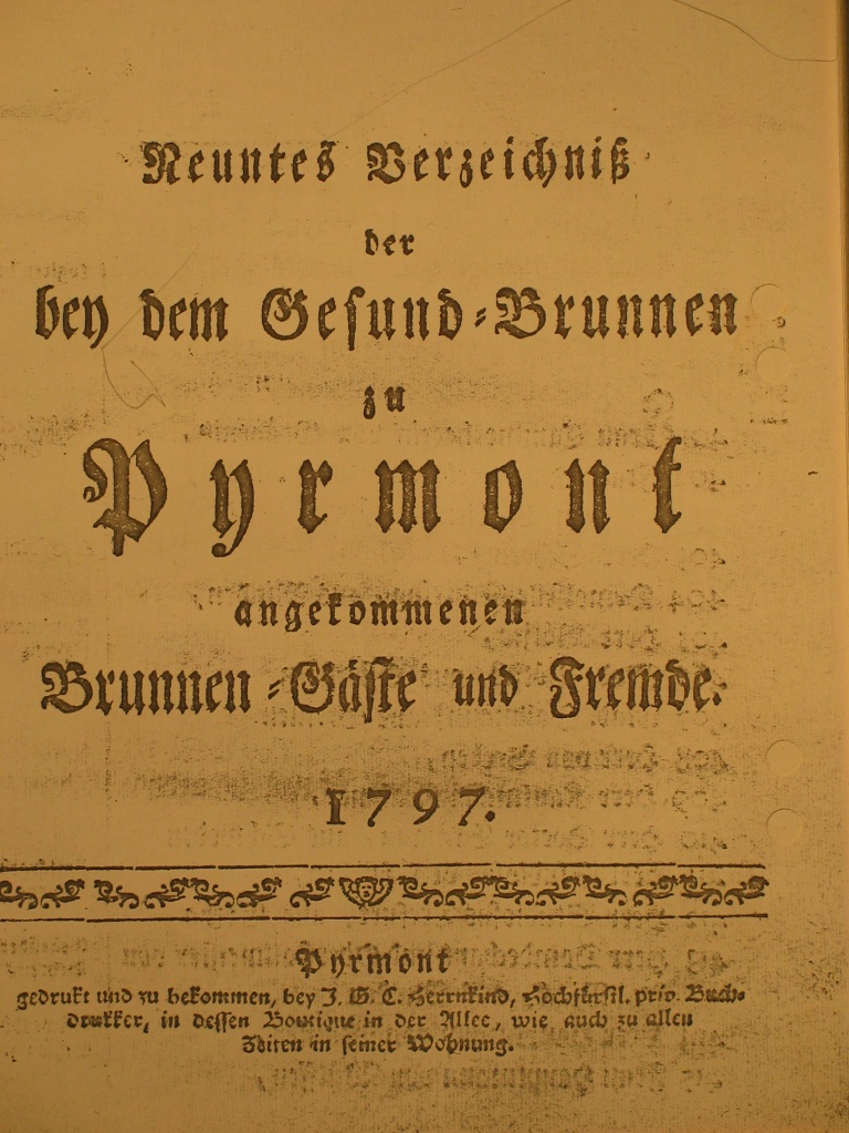 Gesund-Brunnen zu Pyrmont Anno 1797 - 9. Fortsetzung-Deckblatt (Museum im Schloss Bad Pyrmont CC BY-NC-SA)