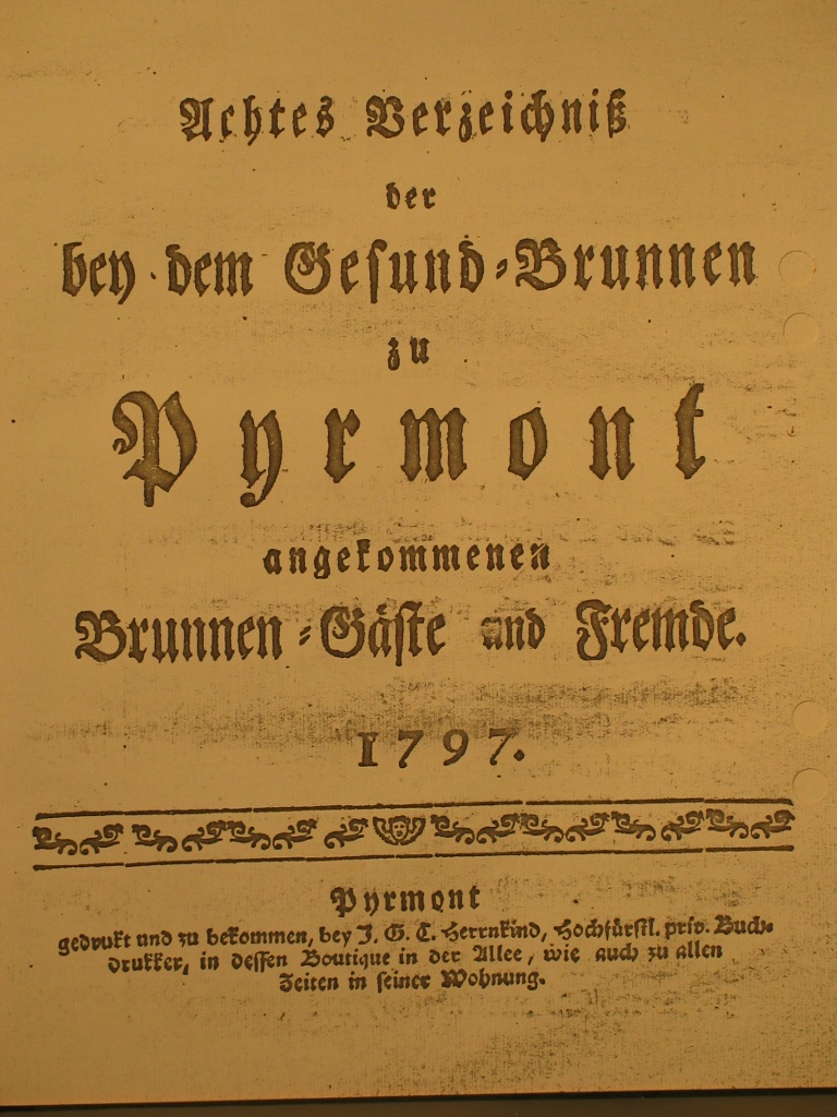 Gesund-Brunnen zu Pyrmont Anno 1797 - 8. Fortsetzung-Deckblatt (Museum im Schloss Bad Pyrmont CC BY-NC-SA)