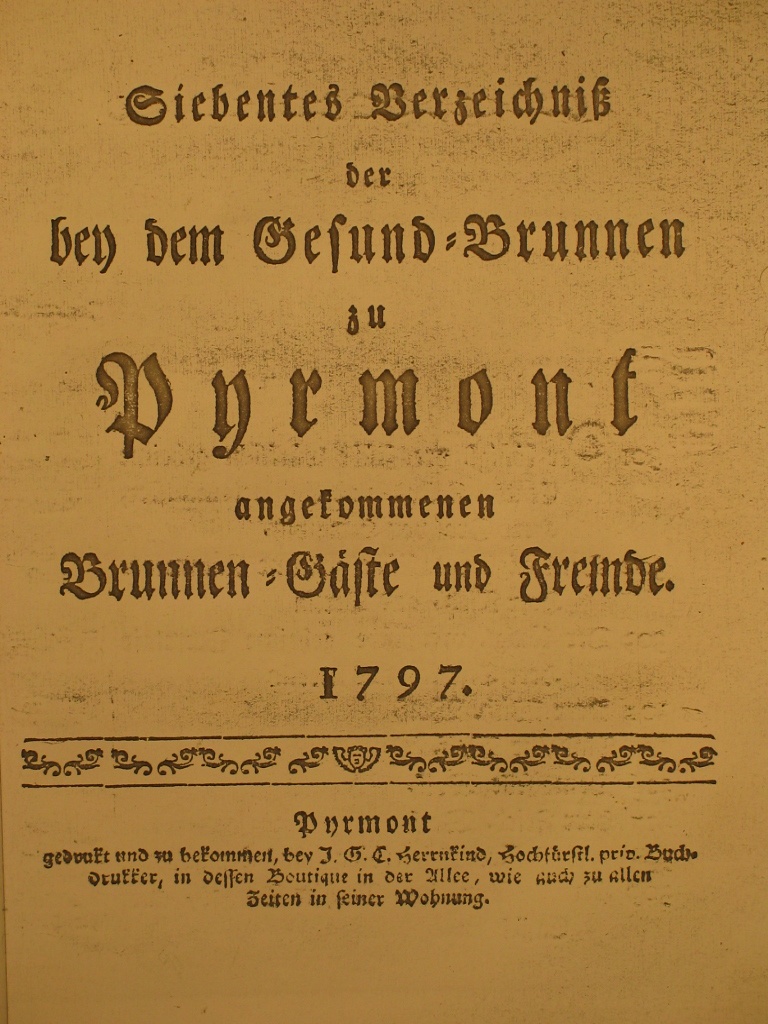 Gesund-Brunnen zu Pyrmont Anno 1797 - 7. Fortsetzung-Deckblatt (Museum im Schloss Bad Pyrmont CC BY-NC-SA)