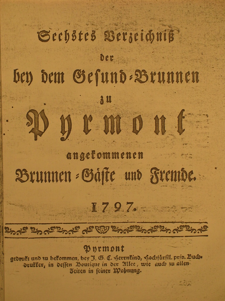 Gesund-Brunnen zu Pyrmont Anno 1797 - 6. Fortsetzung-Deckblatt (Museum im Schloss Bad Pyrmont CC BY-NC-SA)