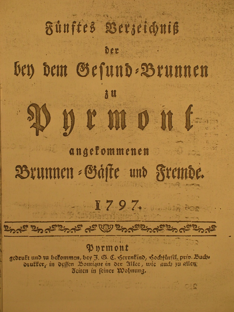 Gesund-Brunnen zu Pyrmont Anno 1797 - 5. Fortsetzung-Deckblatt (Museum im Schloss Bad Pyrmont CC BY-NC-SA)
