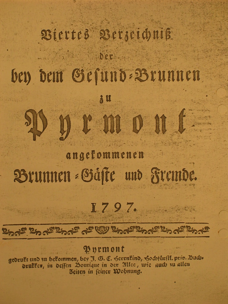 Gesund-Brunnen zu Pyrmont Anno 1797 - 4. Fortsetzung-Deckblatt (Museum im Schloss Bad Pyrmont CC BY-NC-SA)