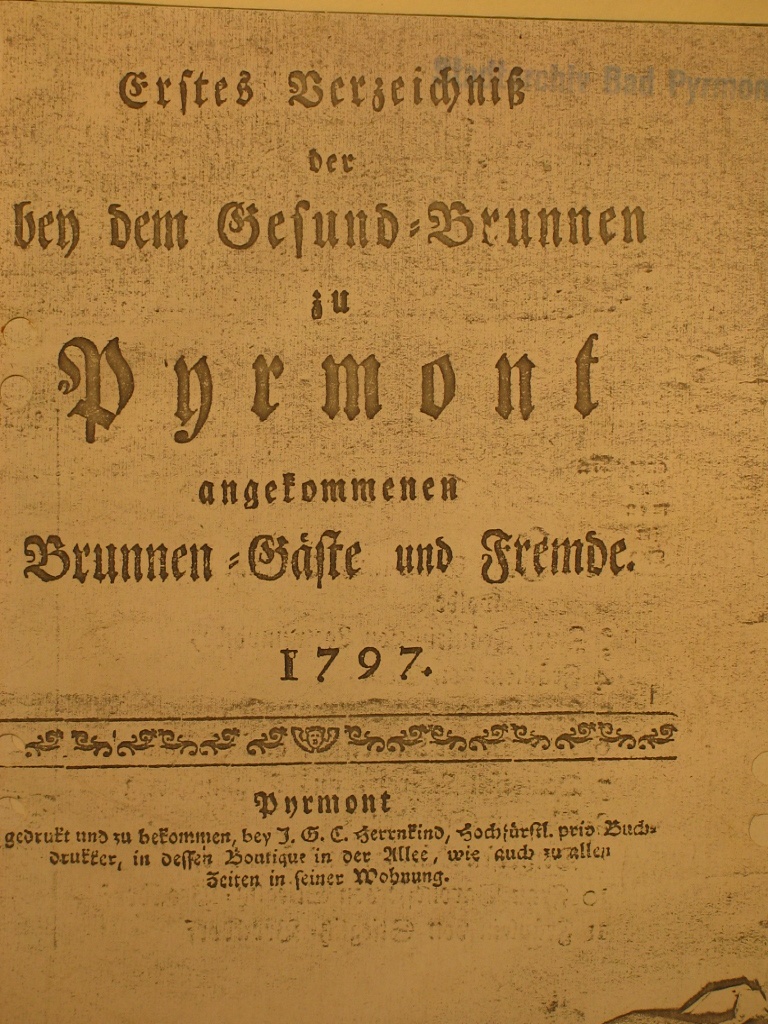 Gesund-Brunnen zu Pyrmont Anno 1797 - 1. Verzeichnis-Deckblatt (Museum im Schloss Bad Pyrmont CC BY-NC-SA)