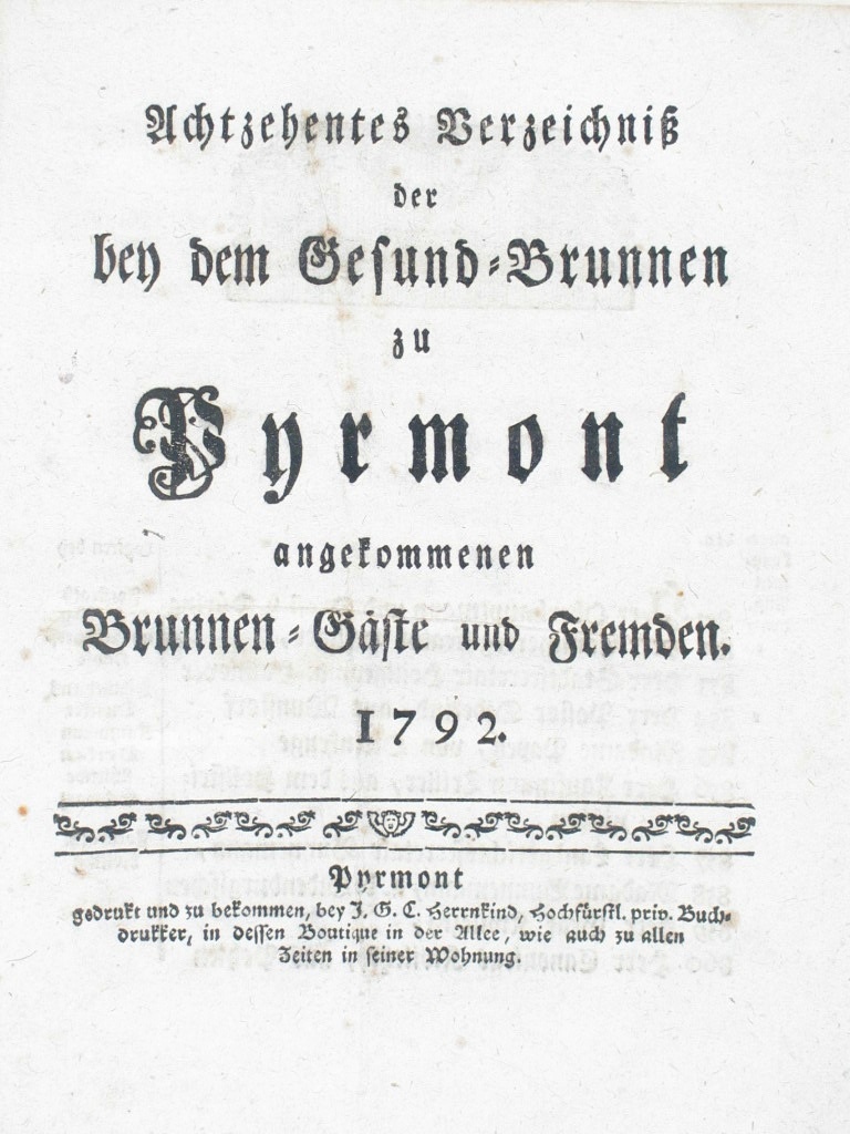 Gesund-Brunnen zu Pyrmont Anno 1792 - 18. Verzeichnis-Aufstellung 1 (Museum im Schloss Bad Pyrmont CC BY-NC-SA)