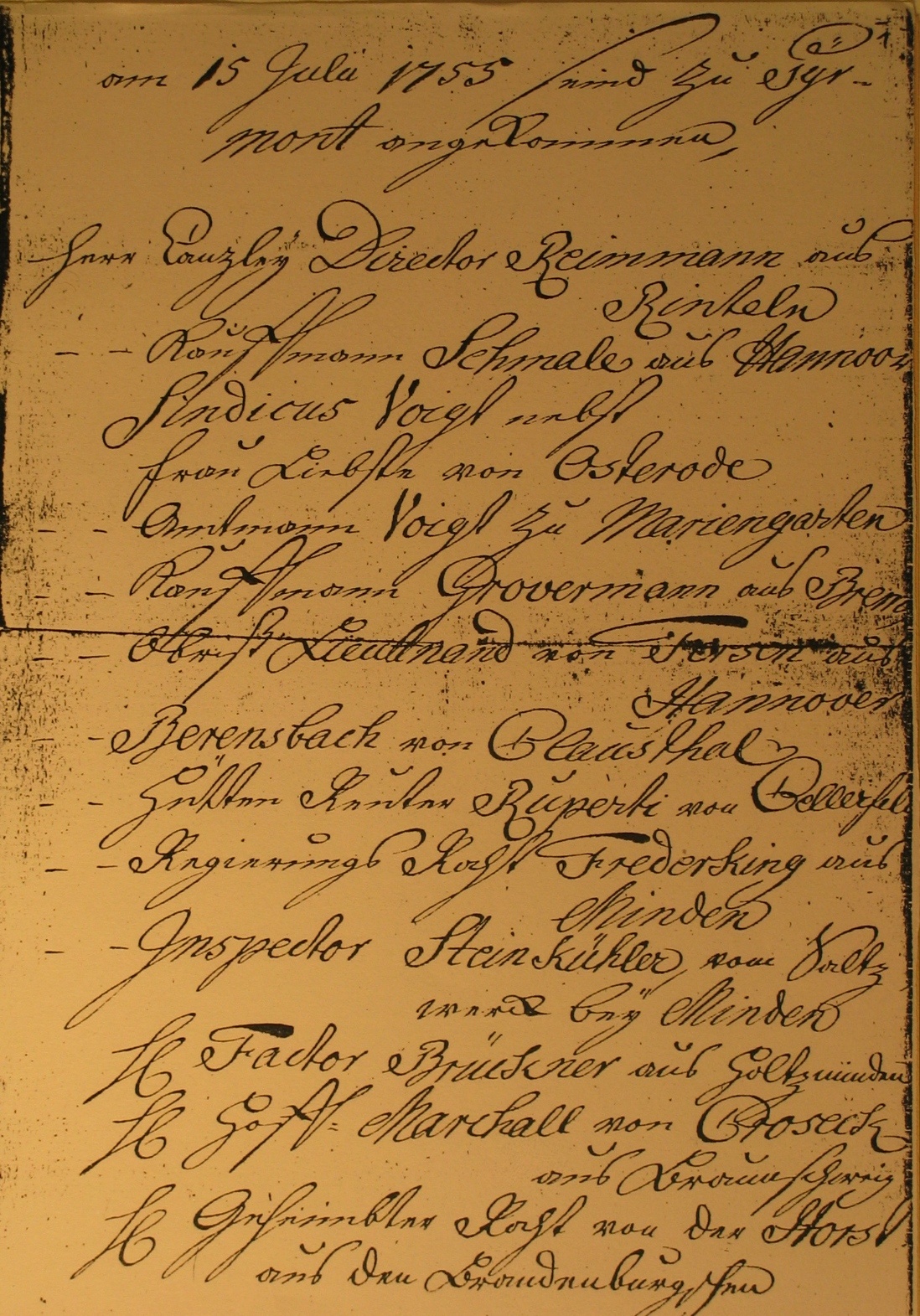 Kurliste 1755 (Museum im Schloss Bad Pyrmont CC BY-NC-SA)