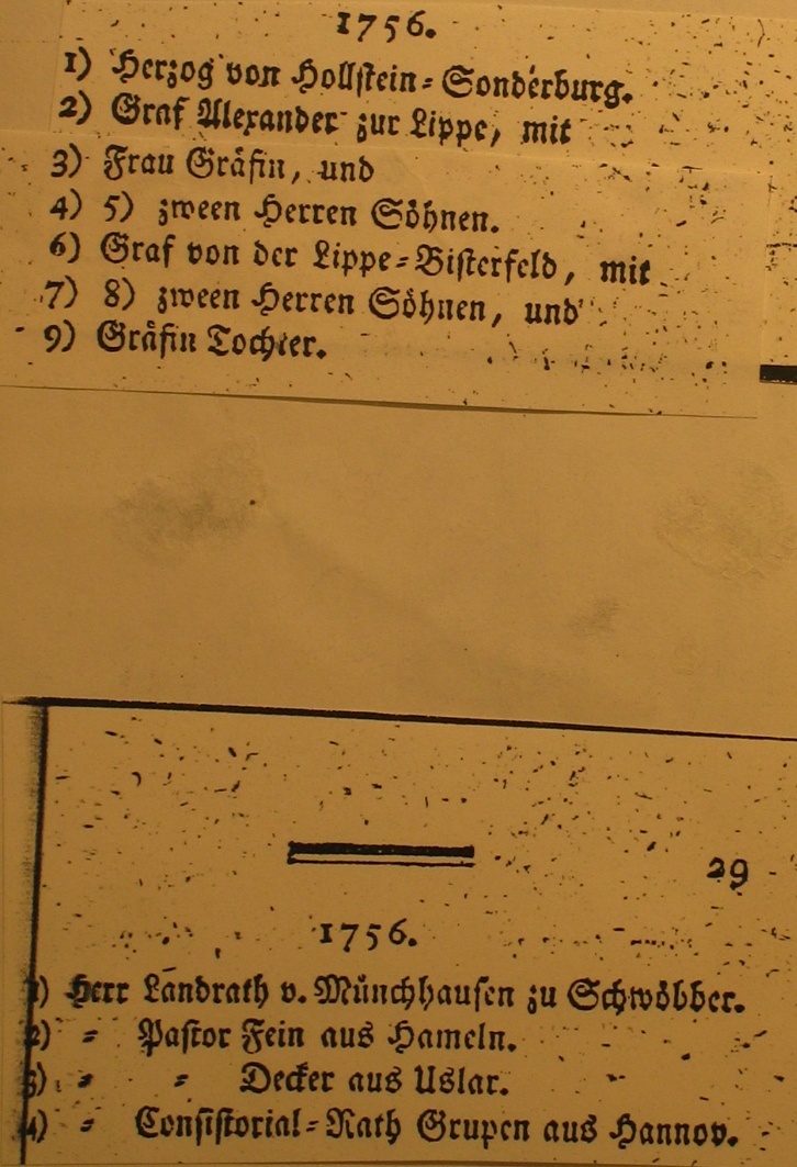 Kurliste 1756 (Museum im Schloss Bad Pyrmont CC BY-NC-SA)
