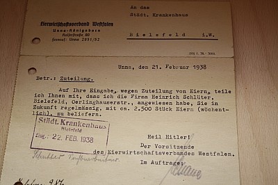 Dokument: Eierlieferung (Krankenhausmuseum Bielefeld e.V. CC BY-NC-SA)