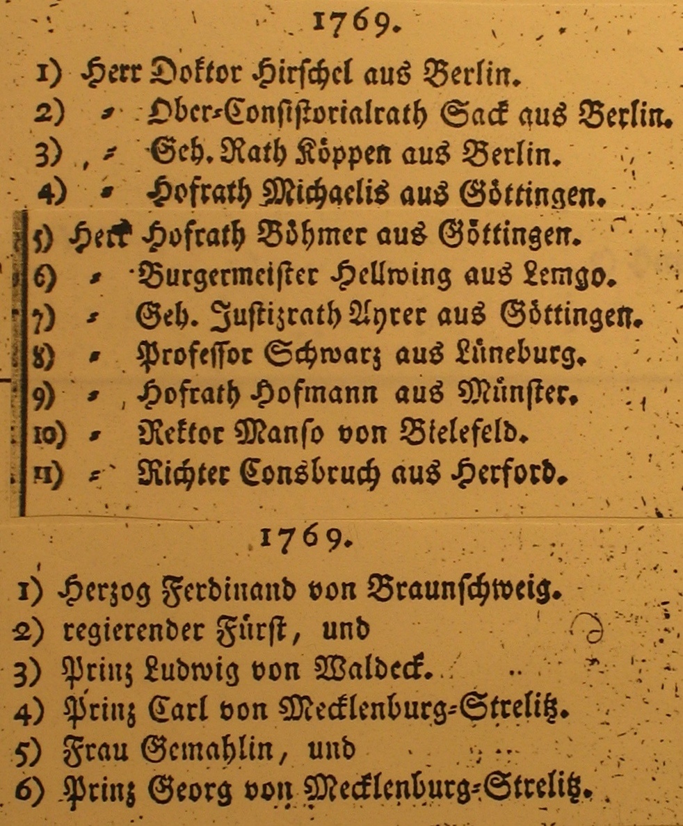 Kurliste 1769 (Museum im Schloss Bad Pyrmont CC BY-NC-SA)