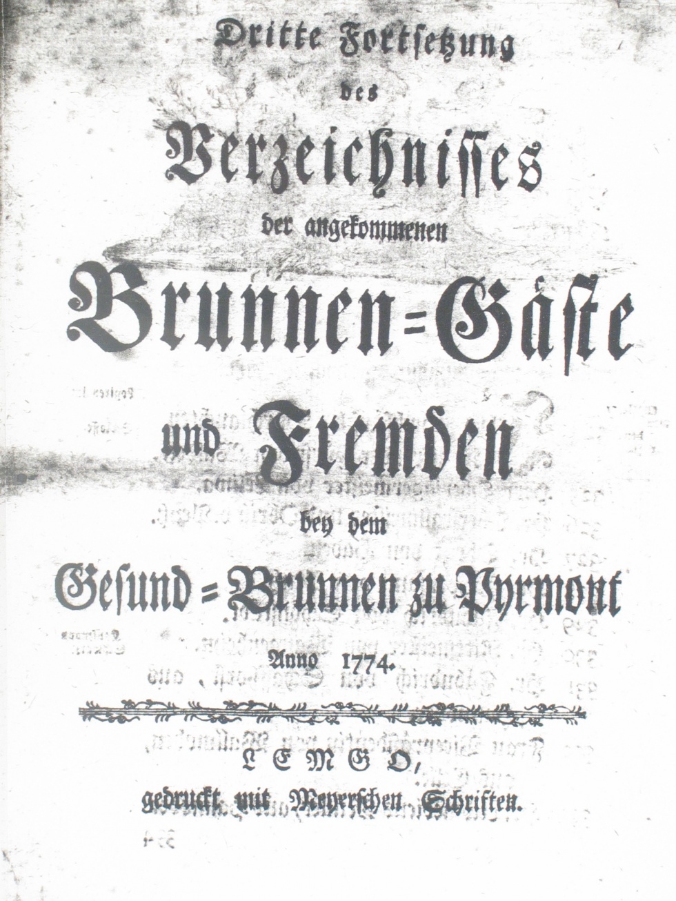 Verzeichnis derer angekommenen Brunnen=Gäste und Fremden Anno 1774 - 3. Fortsetzung (Museum im Schloss Bad Pyrmont CC BY-NC-SA)