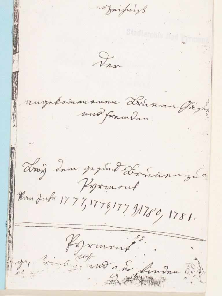 Kurliste aus dem Jahr 1777 (Museum im Schloss Bad Pyrmont CC BY-NC-SA)
