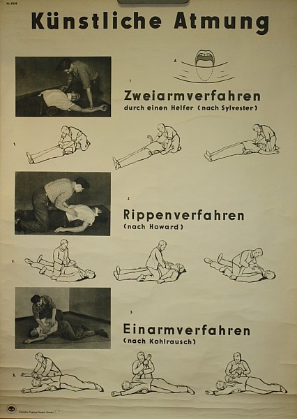 Lehrtafel Künstliche Atmung (Krankenhausmuseum Bielefeld e.V. CC BY-NC-SA)