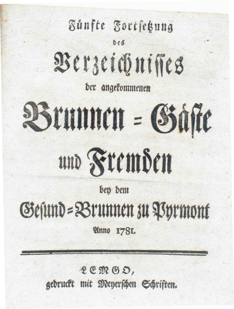 5. Fortsetzung der angekommen Brunnen=Gäste und Fremden Anno 1781 (Museum im Schloss Bad Pyrmont CC BY-NC-SA)