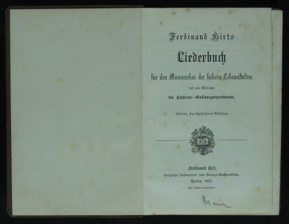 Hirts Liederbuch für den Männerchor (Museumsschule Hiddenhausen CC BY-NC-SA)