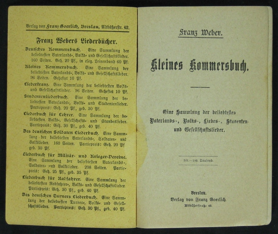 Weber, Kleines Kommersbuch (Museumsschule Hiddenhausen CC BY-NC-SA)