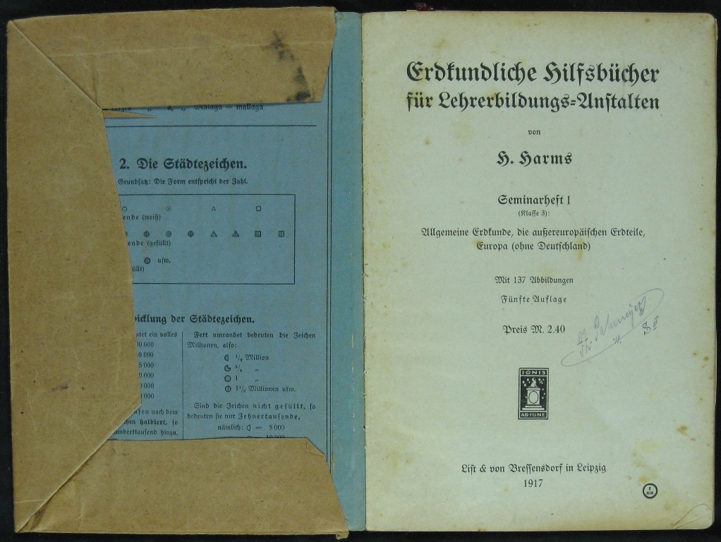 Harms, Erdkundliche Hilfsbücher für Lehrerbildungs-Anstalten (Museumsschule Hiddenhausen CC BY-NC-SA)