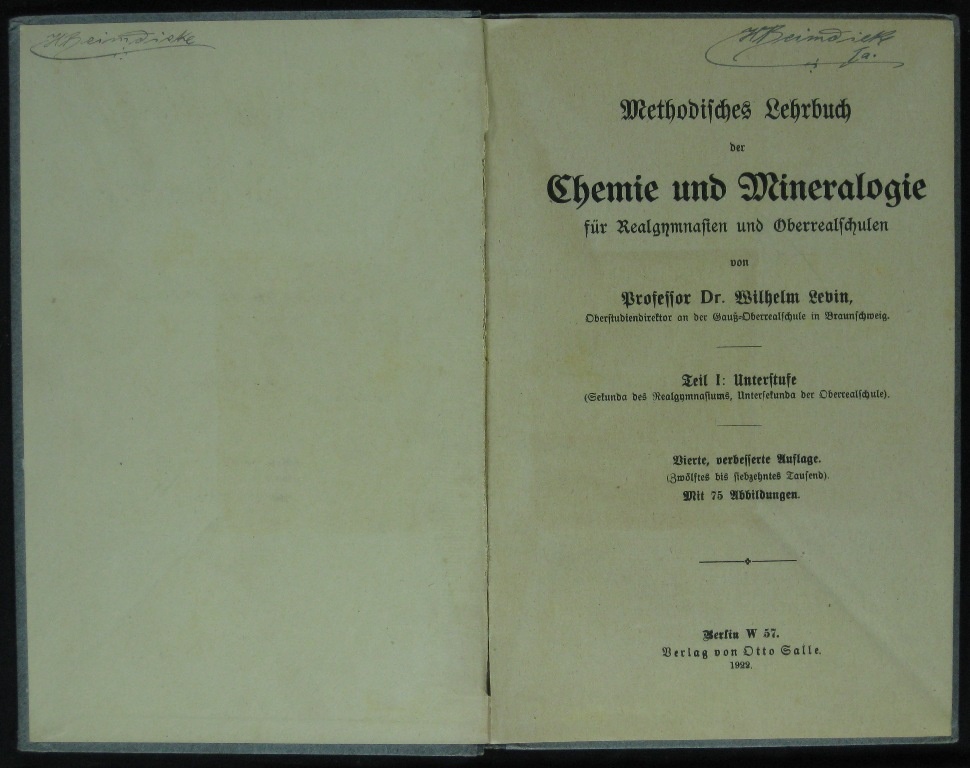 Levin, Methodisches Lehrbuch der Chemie und Mineralogie (Museumsschule Hiddenhausen CC BY-NC-SA)