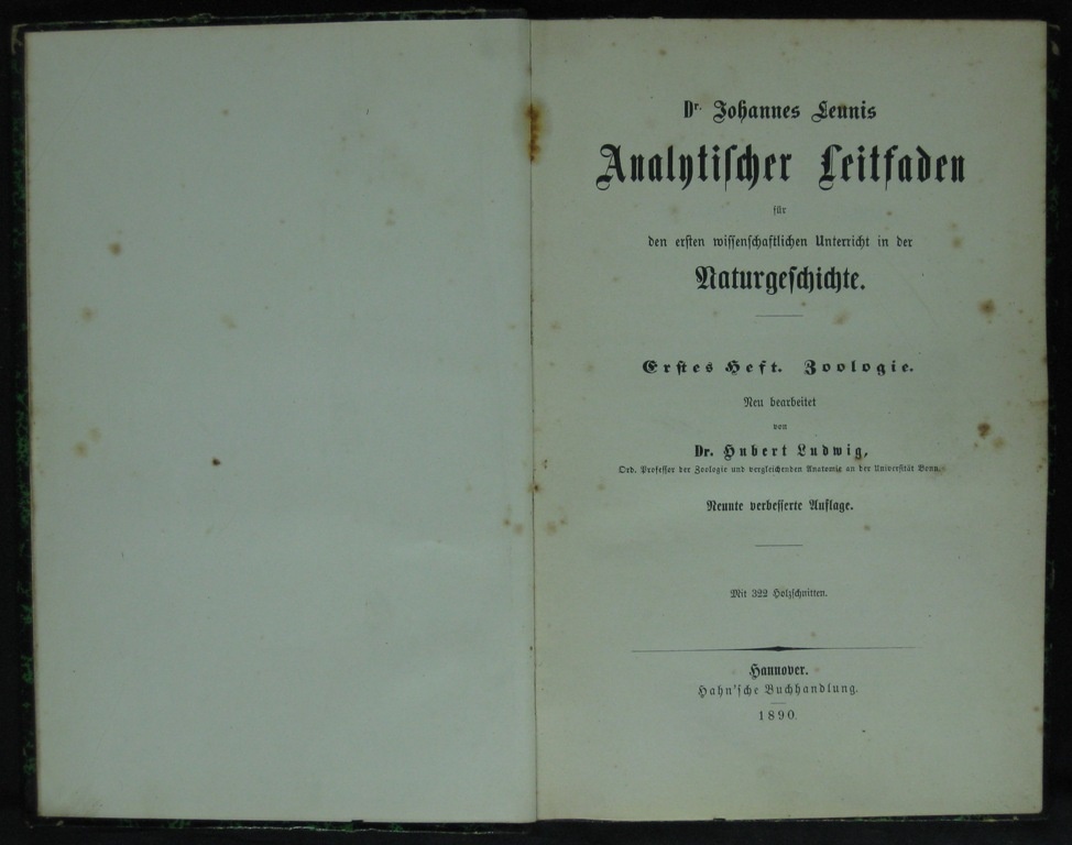 Leunis/ Ludwig, Analytischer Leitfaden I. Zoologie (Museumsschule Hiddenhausen CC BY-NC-SA)