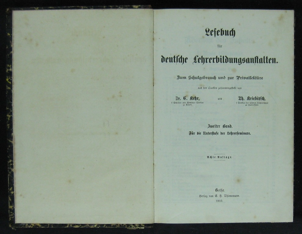 Kehr/ Kriebitzsch, Lesebuch für deutsche Lehrerbildungsanstalten Bd. 2 (Museumsschule Hiddenhausen CC BY-NC-SA)