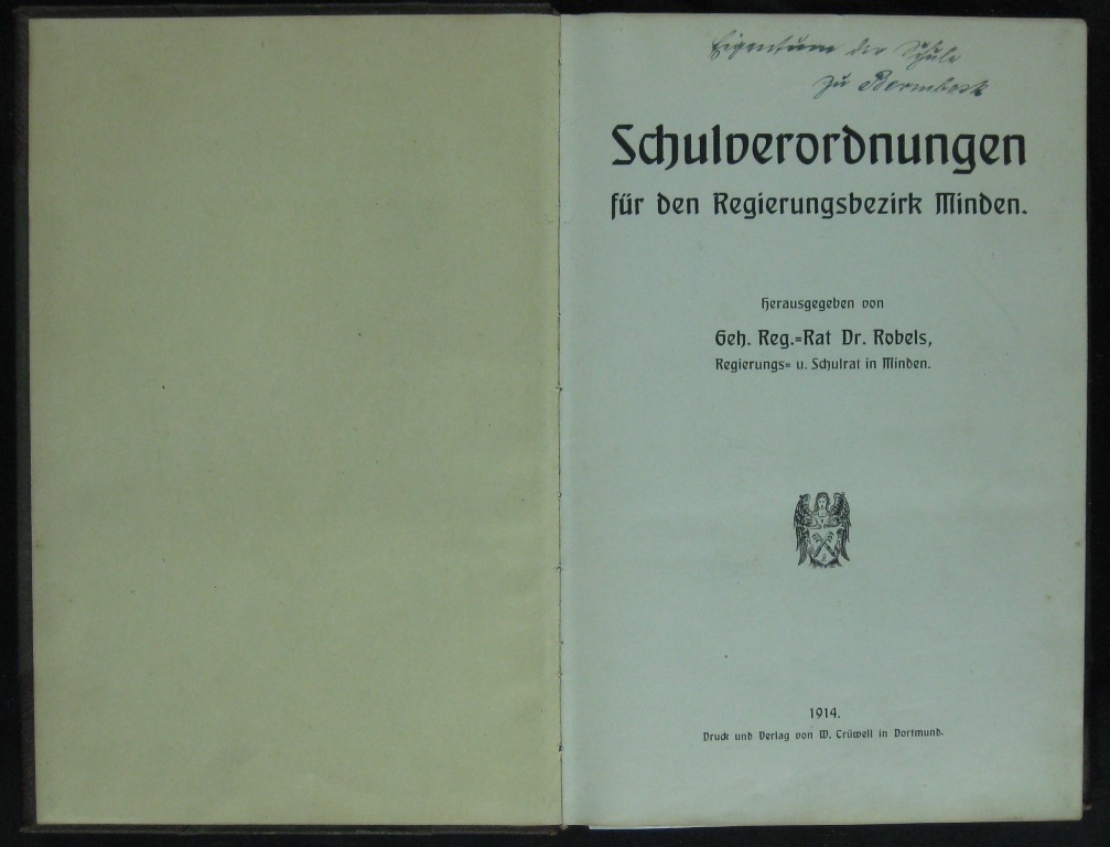 Robels, Schulverordnungen für den Regierungsbezirk Minden (Museumsschule Hiddenhausen CC BY-NC-SA)