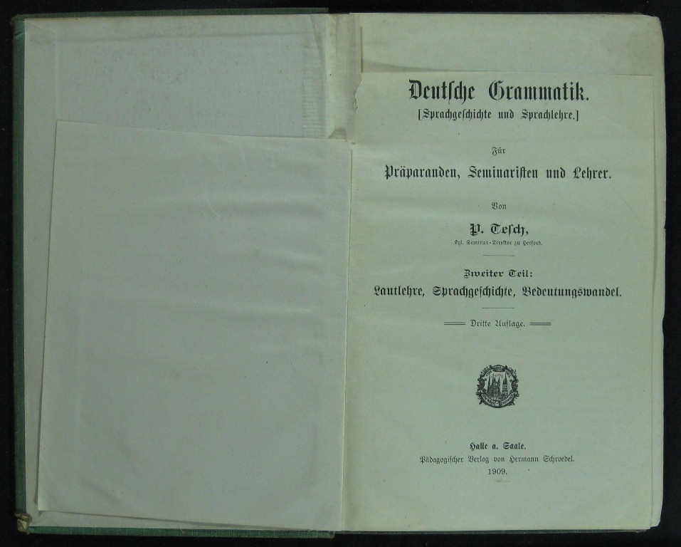Tesch, Deutsche Grammatik Zweiter Teil (Museumsschule Hiddenhausen CC BY-NC-SA)
