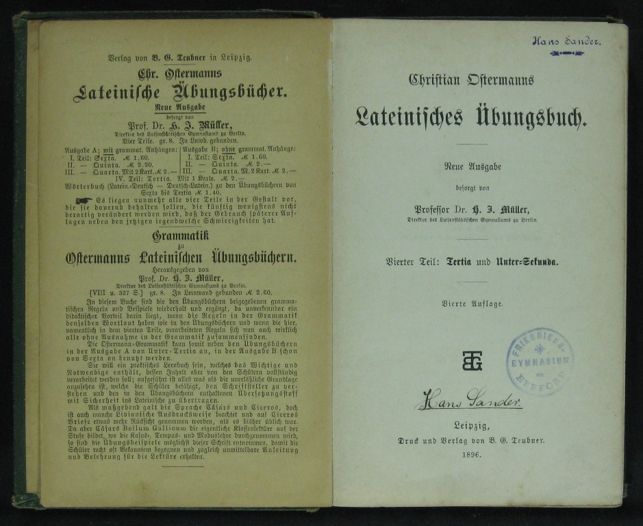 Ostermann, Lateinisches Übungsbuch (Museumsschule Hiddenhausen CC BY-NC-SA)