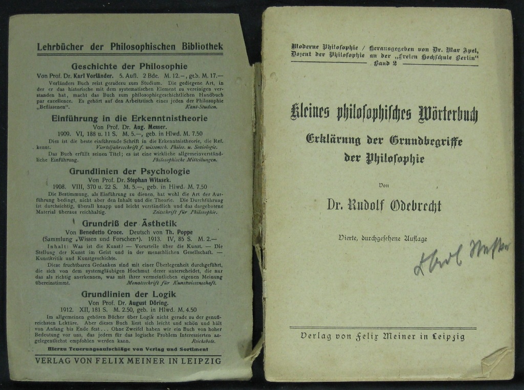 Odebrecht, Kleines philosphisches Wörterbuch (Museumsschule Hiddenhausen CC BY-NC-SA)