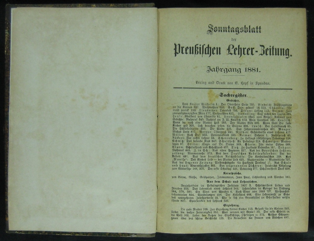 Sonntagsblatt der Preußischen Lehrer-Zeitung Jg. 1881 (Museumsschule Hiddenhausen CC BY-NC-SA)