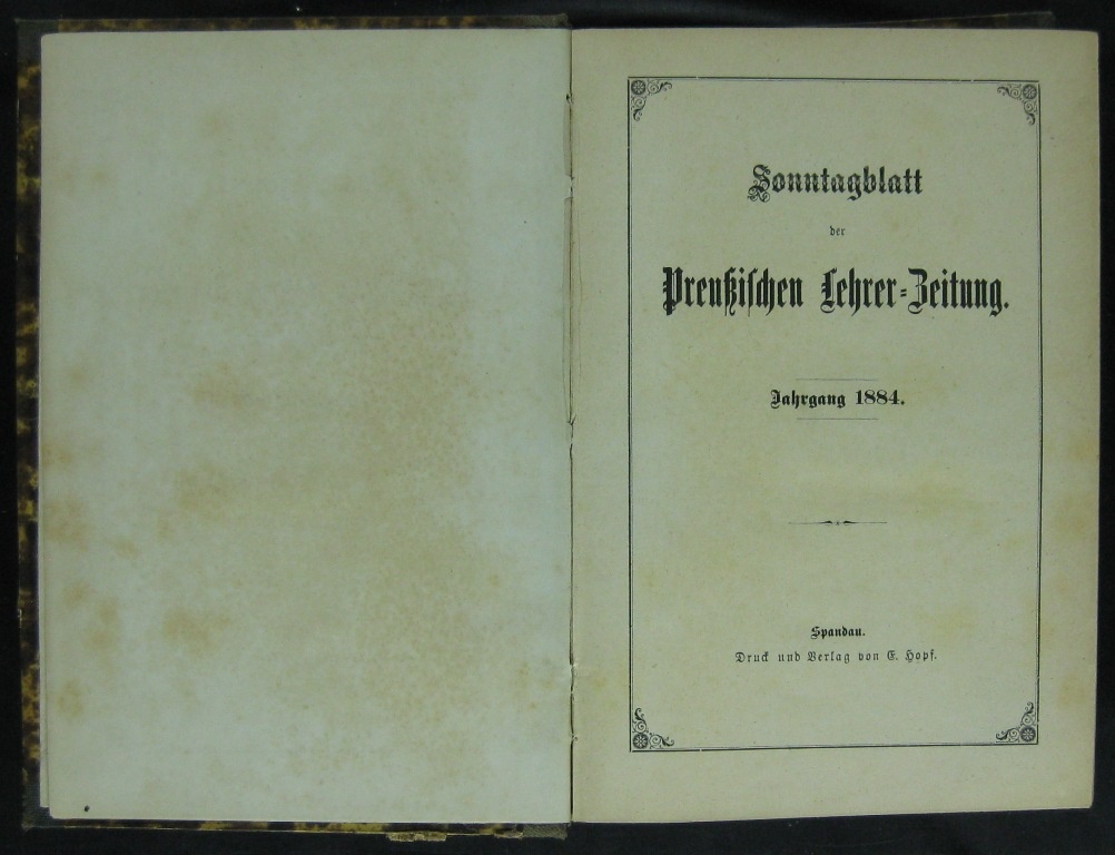 Sonntagsblatt der Preußischen Lehrer-Zeitung Jg. 1884 (Museumsschule Hiddenhausen CC BY-NC-SA)