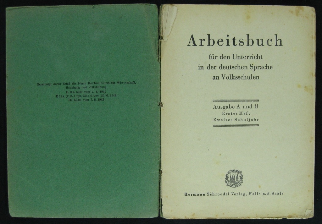Arbeitsbuch für den Unterricht in der deutschen Sprache an Volksschulen (Museumsschule Hiddenhausen CC BY-NC-SA)