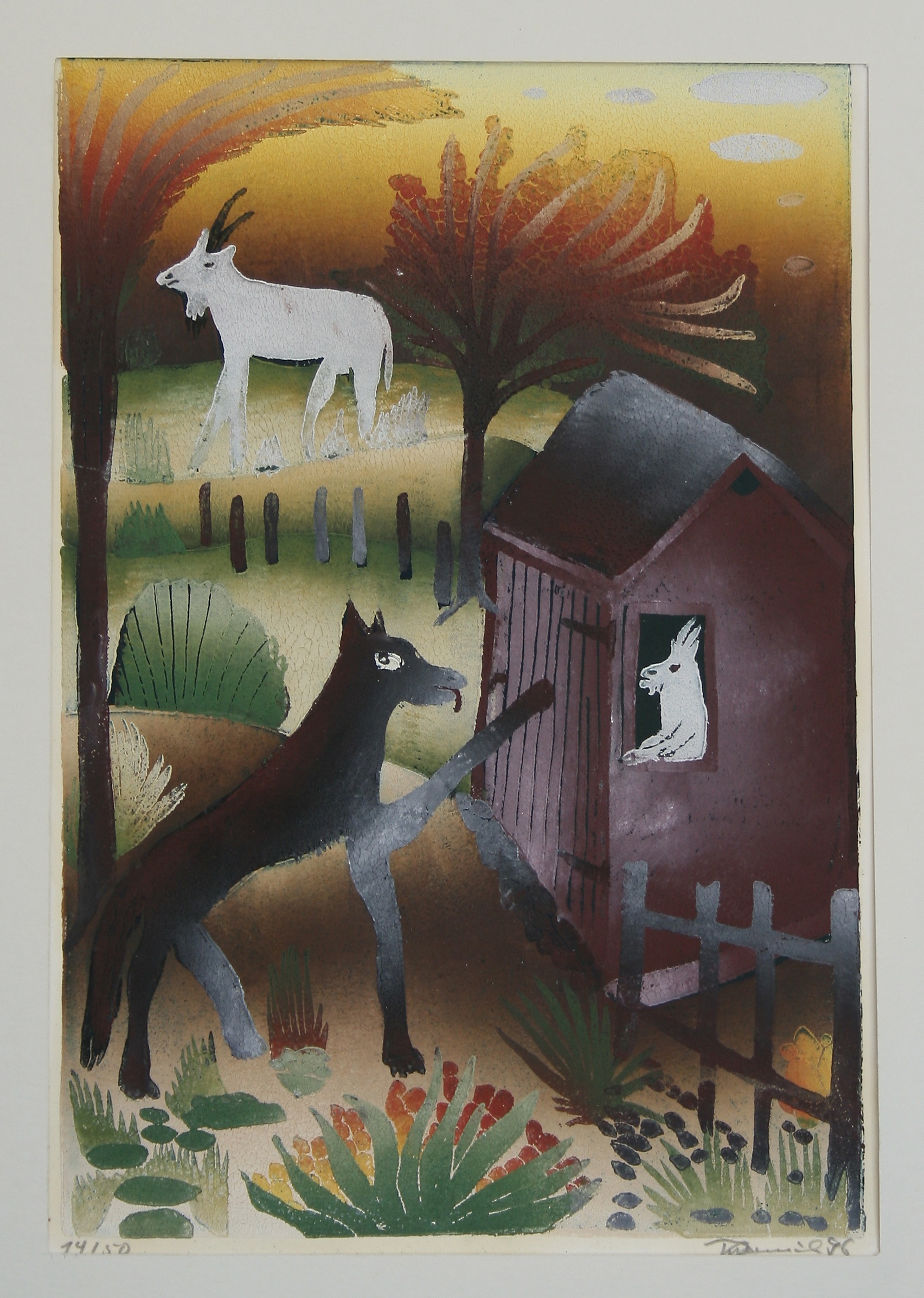 Der Wolf, die Ziege und das Zickel (Fabel von Äsop) (Deutsches Märchen- und Wesersagenmuseum  RR-R)